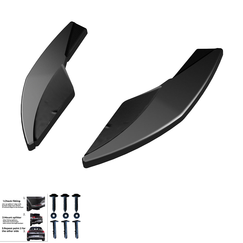 Heckseitendiffusor Splitter passend für VW Golf MK 7 R 2013-2016 Version 3 Hochglanz Schwarz