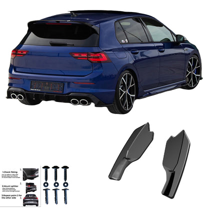 Heckseitensplitter Diffusoren passend für VW Golf R Mk8 2020+ Hochglanz Schwarz