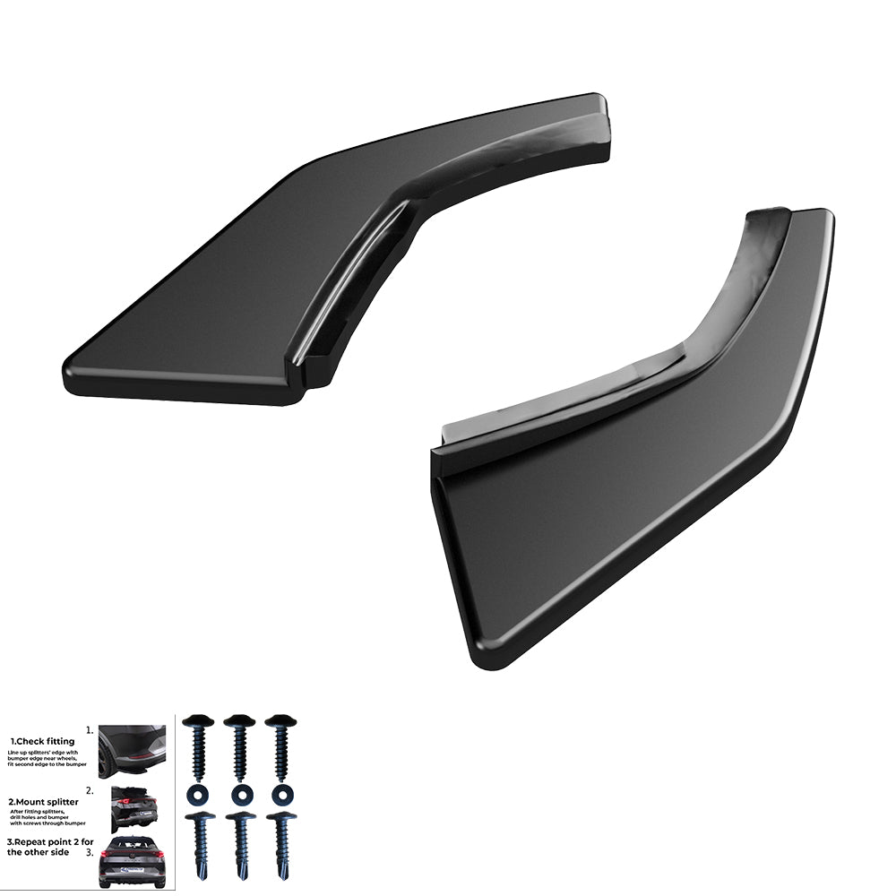 Heckseitensplitter Diffusoren passend für VW Golf Mk7 GTI 2013-2016 Hochglanz Schwarz