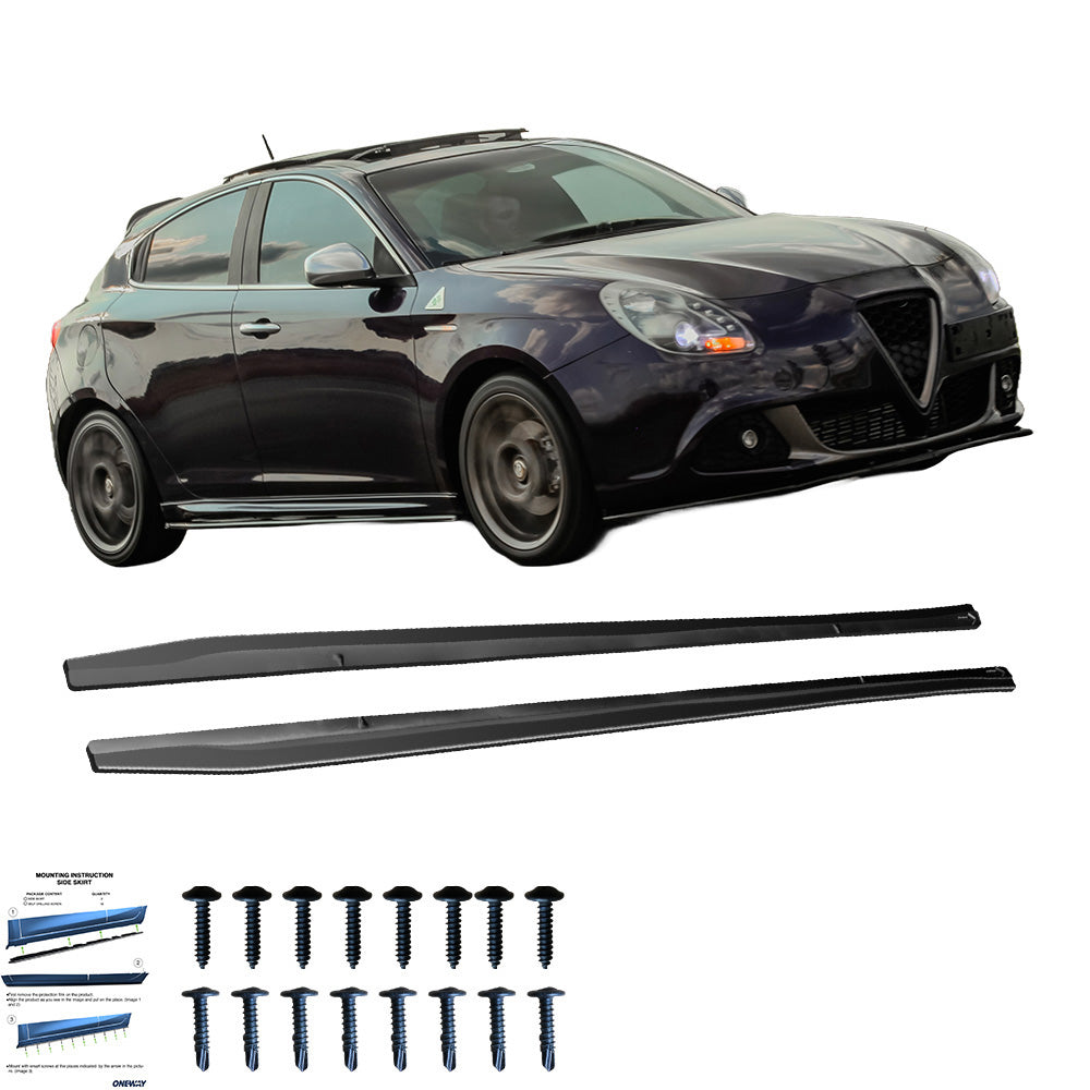 Seitenschweller passend für ALFA ROMEO Giulietta Sport 2010-2020 Hochglanz Schwarz