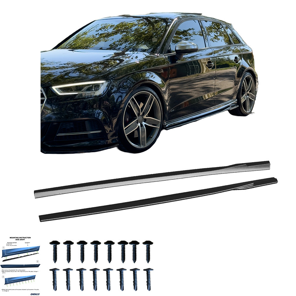 Seitenschweller passend für AUDI S3 8V / 8V Facelift 2013-2019 Hochglanz Schwarz