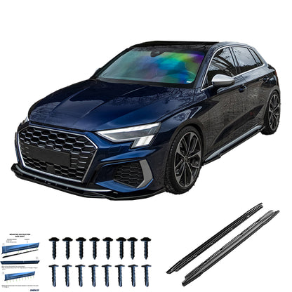 SS10.058 - Seitenschweller passend für Audi S3 / A3 S-Line 8Y (Limousine/Sportback) 2020-2024 Hochglanz Schwarz