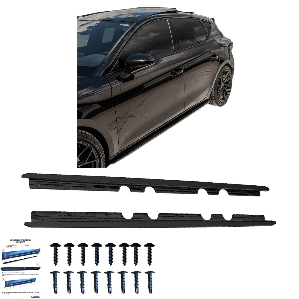 Seitenschweller passend für CUPRA Leon Mk1 / Mk1 Facelift 2020+ Hochglanz Schwarz