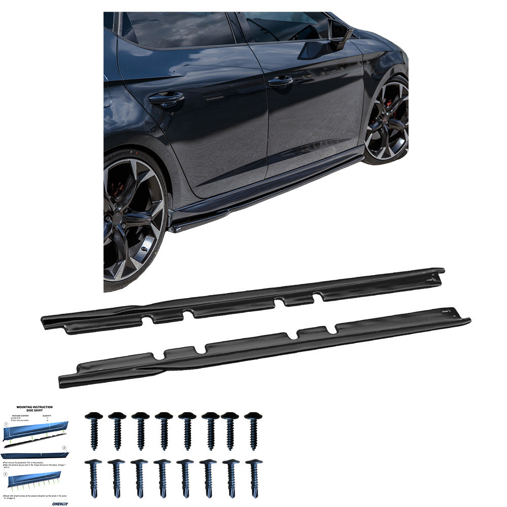 SS10.012 - Seitenschweller passend für SEAT Leon FR 2012-2019 Version 2 Hochglanz Schwarz