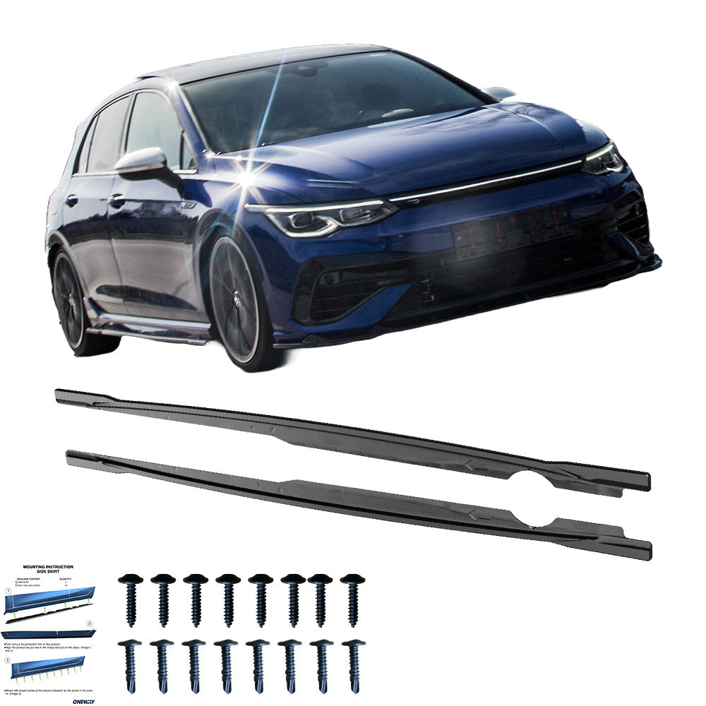 Seitenschweller passend für VW Golf R MK 8 2020+ Hochglanz Schwarz