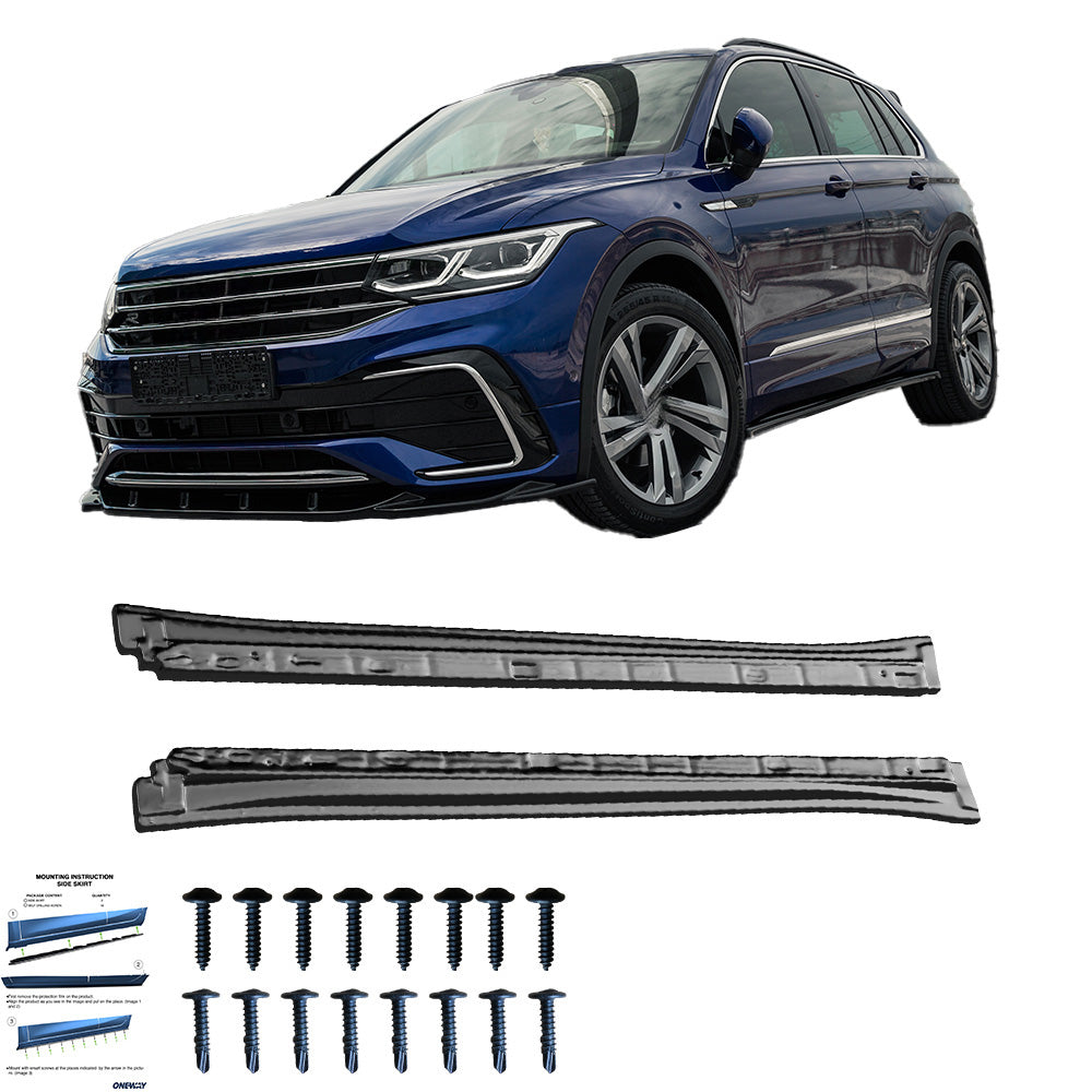 Seitenschweller passend für VW Tiguan MK 2 R/R-Line Facelift 2020+ Hochglanz Schwarz