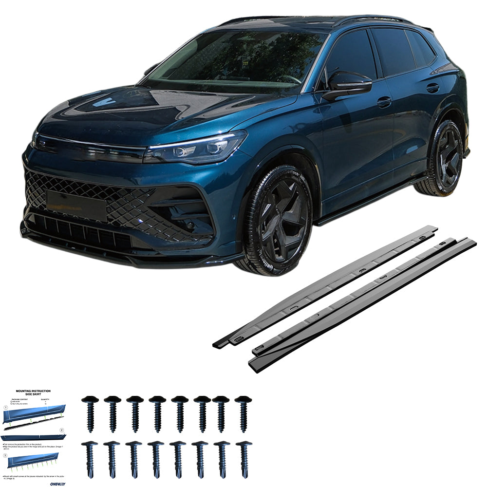 Seitenschweller passend für VW Volkswagen Tiguan Standard/R-Line Mk3 2024+ Hochglanz Schwarz