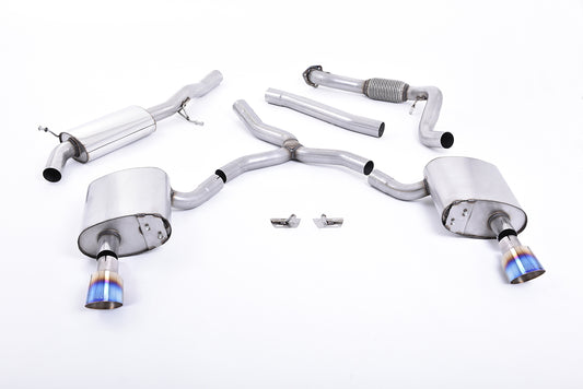 Milltek Sport Auspuffanlage passend für Audi A4 2.0 B9 quattro Saloon & Avant - titan geflämmte Endrohre