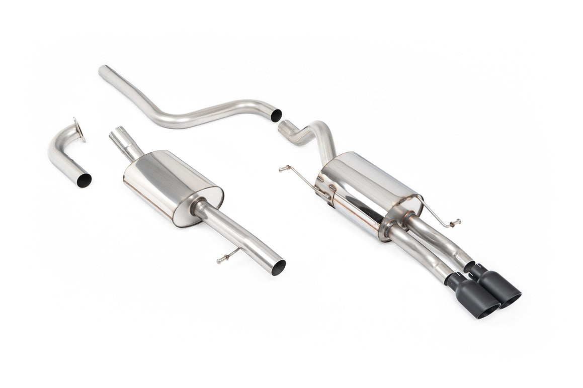 Milltek Sport Abgasanlage passend für Ford Fiesta Mk7/7.5 1.0 mit Zetec S Heckschürze - resonated - schwarze Endrohre