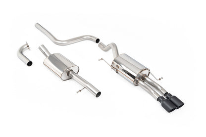 Milltek Sport Abgasanlage passend für Ford Fiesta Mk7/7.5 1.0 mit Zetec S Heckschürze - resonated - schwarze Endrohre