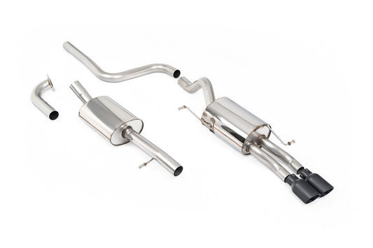 Milltek Sport Abgasanlage passend für Ford Fiesta Mk7/7.5 1.0 mit Zetec S Heckschürze - resonated - schwarze Endrohre