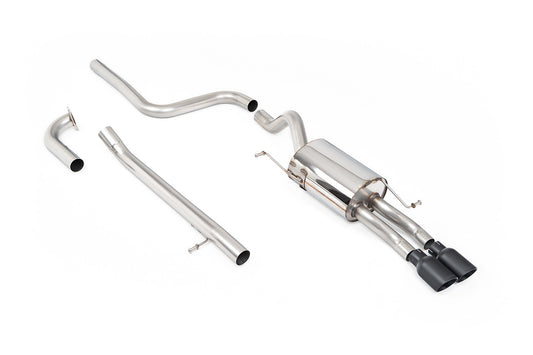 Milltek Sport Abgasanlage passend für Ford Fiesta Mk7/7.5 1.0 mit Zetec S Heckschürze - non-resonated - schwarze Endrohre