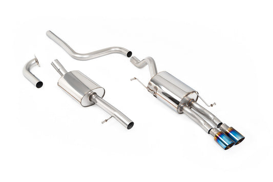 Milltek Sport Abgasanlage passend für Ford Fiesta Mk7/7.5 1.0 mit Zetec S Heckschürze - resonated - titan geflämmte Endrohre