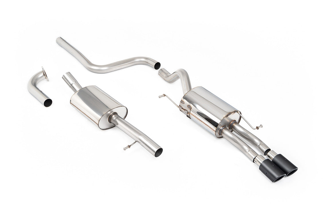 Milltek Sport Abgasanlage passend für Ford Fiesta Mk7/7.5 1.0 mit Zetec S Heckschürze - resonated - carbon Endrohre