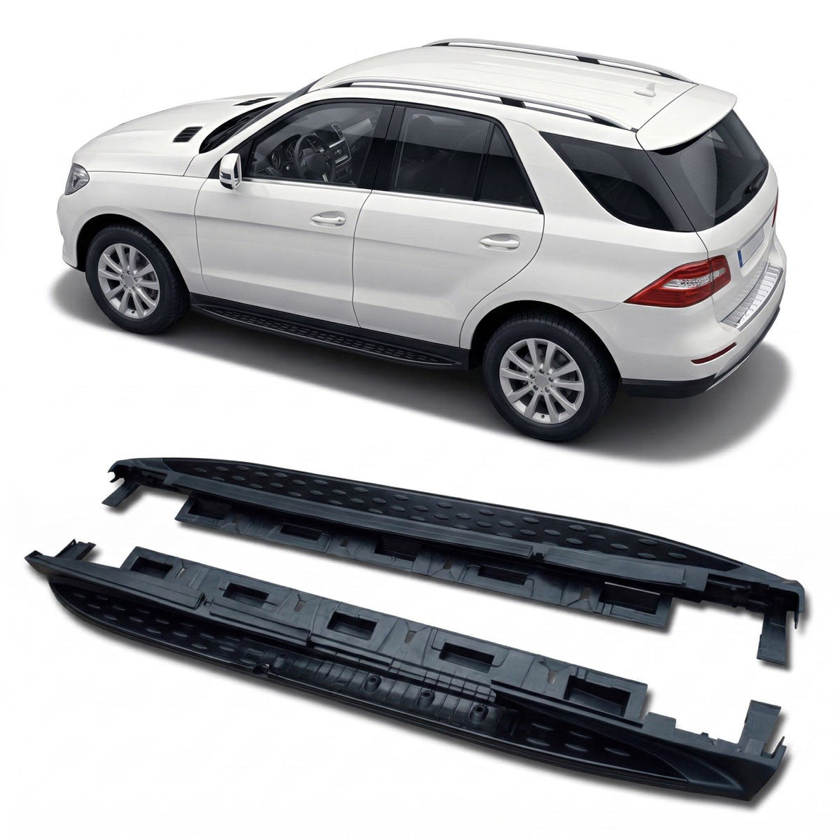 Schwarze Aluminium Seitenschweller passend für Mercedes ML/GLE W166 11-19