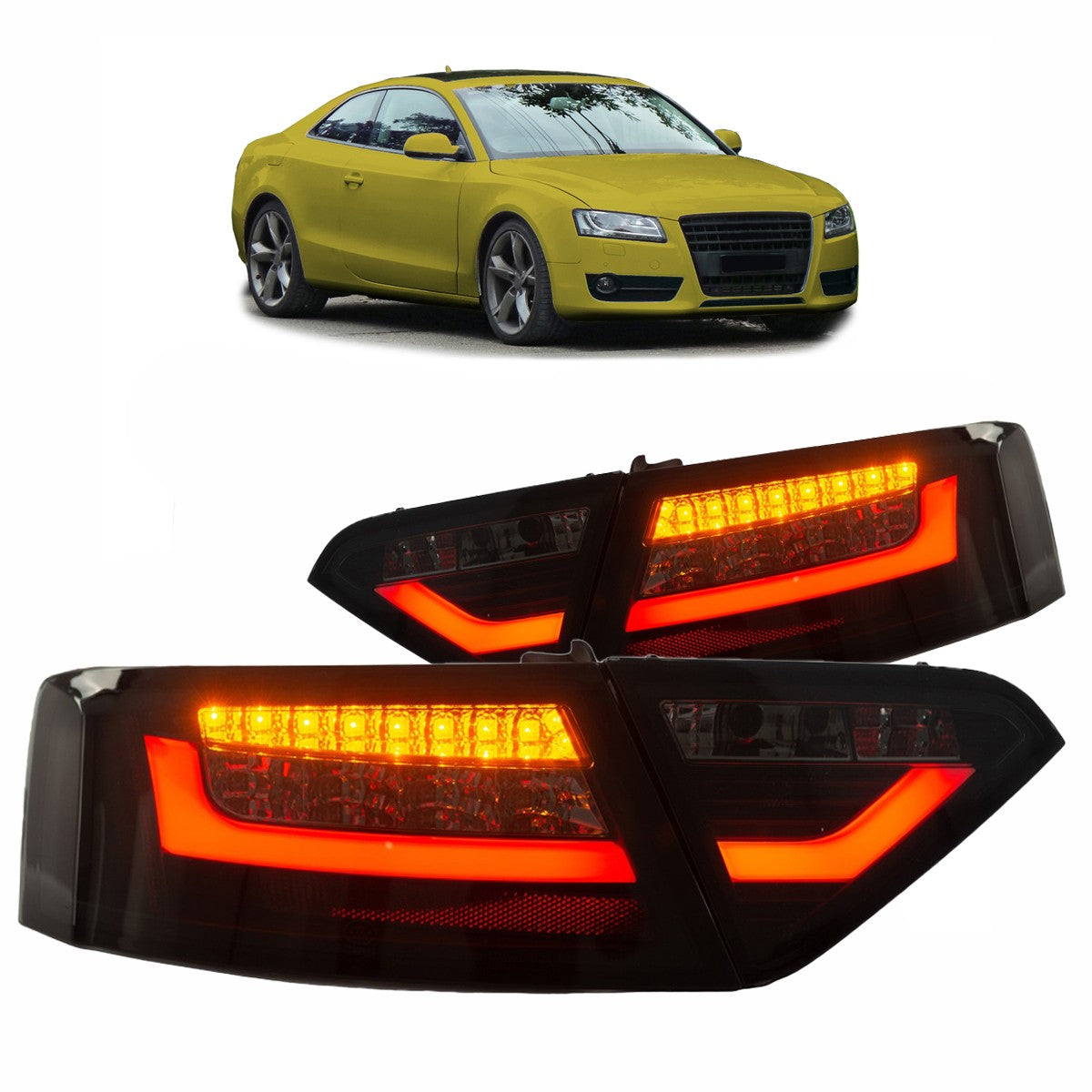 LED Schwarz Rauch Rücklichter passend für Audi A5 (8T) 2007-2009