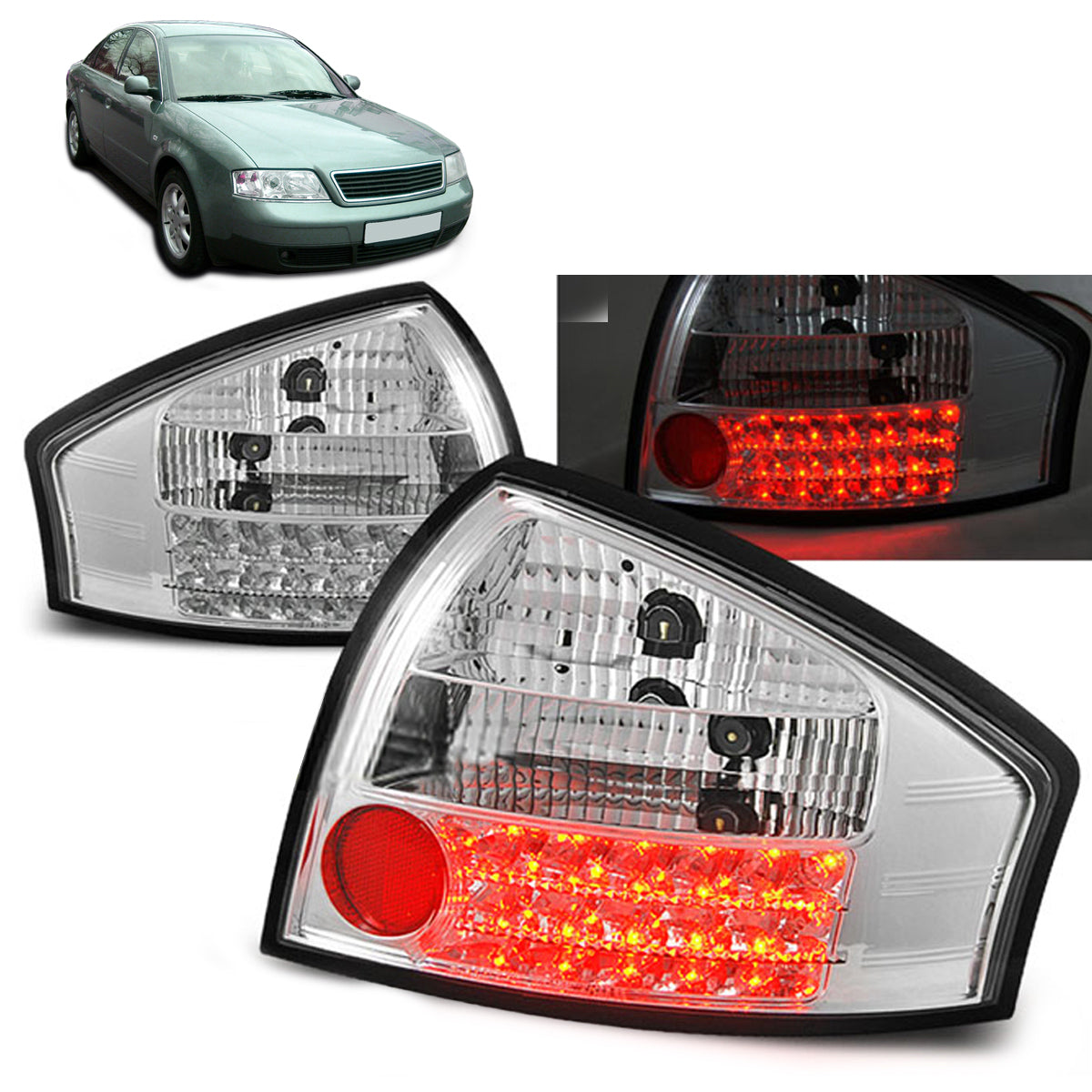 LED RÜCKLICHTER CHROM passend für Audi A6 05.97-05.04