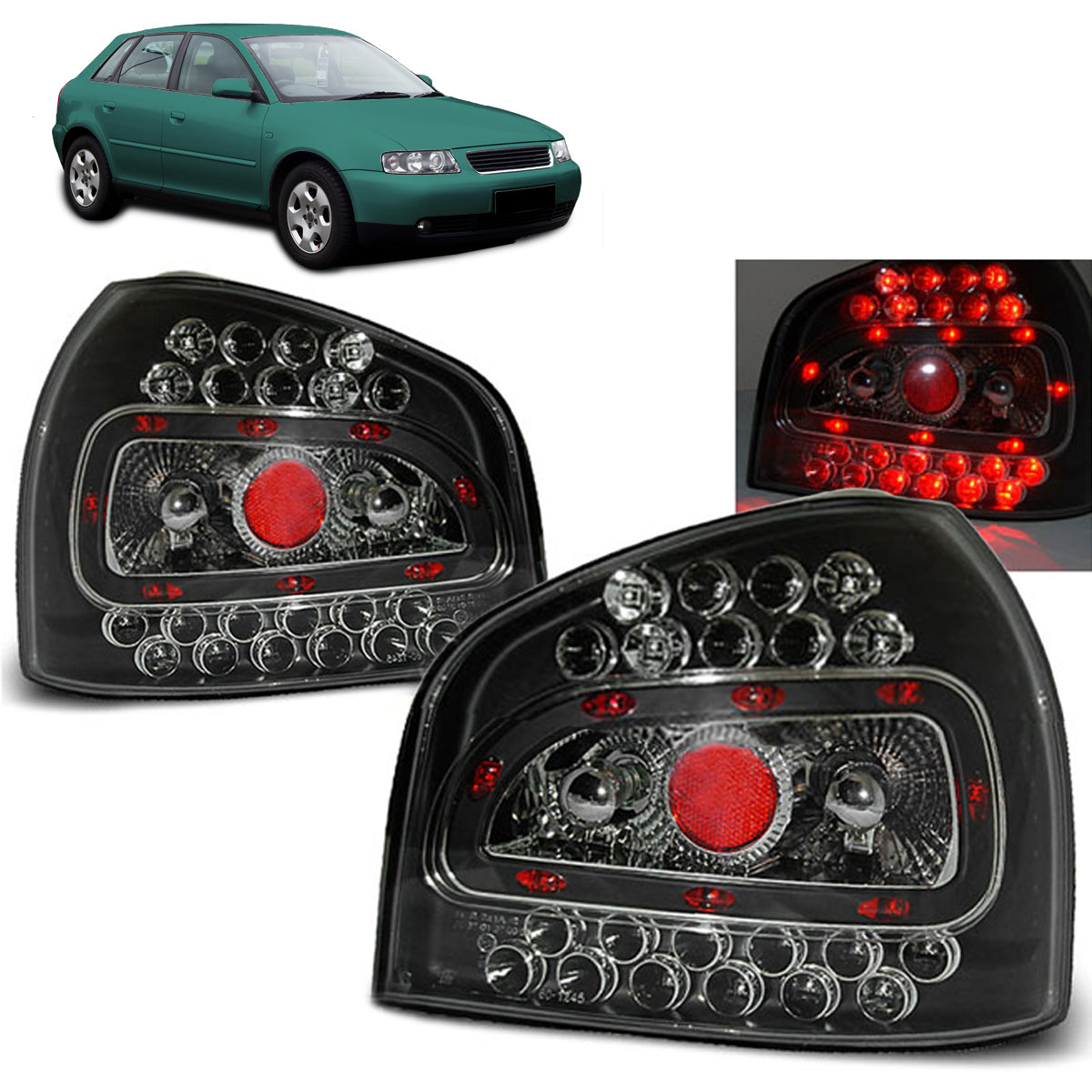 LED Rücklichter Schwarz passend für Audi A3 08.96-08.00