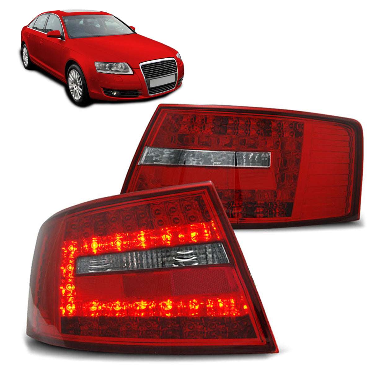 LED Rücklichter Rot Weiß passend für Audi A6 C6 Limousine 04.04-08