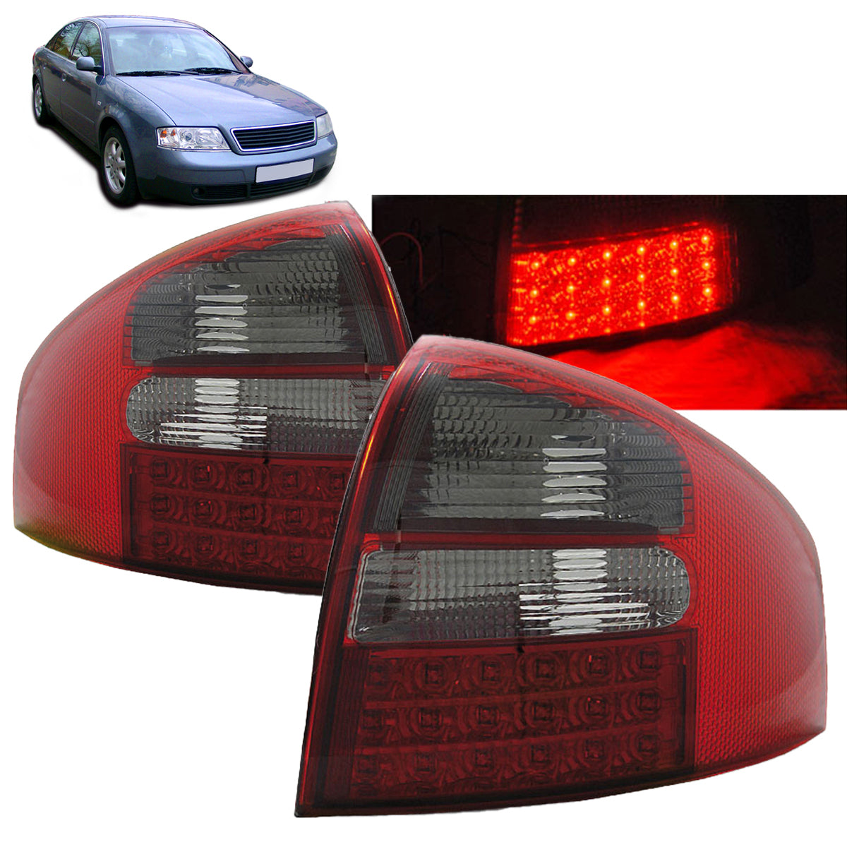 LED Rücklichter Rot Rauch passend für Audi A6 05.97-05.04 Limousine