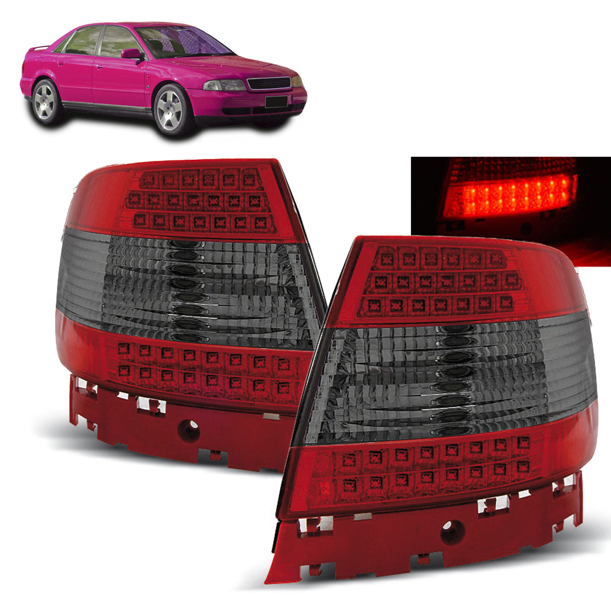 LED Rücklichter Rot Rauch passend für Audi A4 11.94-09.00