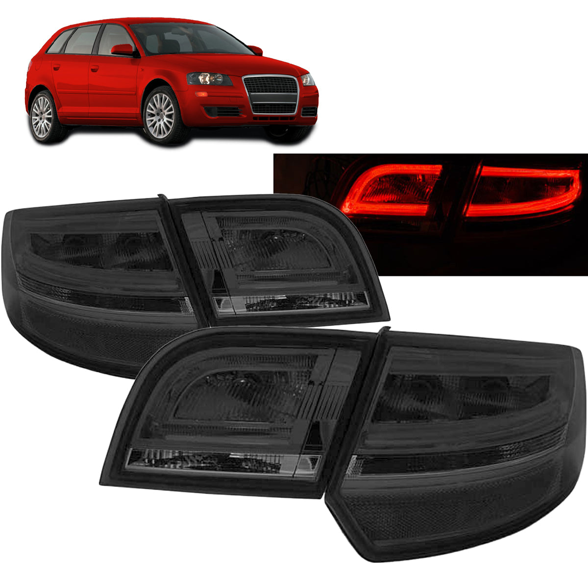 LED Rücklichter Rauch passend für Audi A3 8P 04-08 Sportback