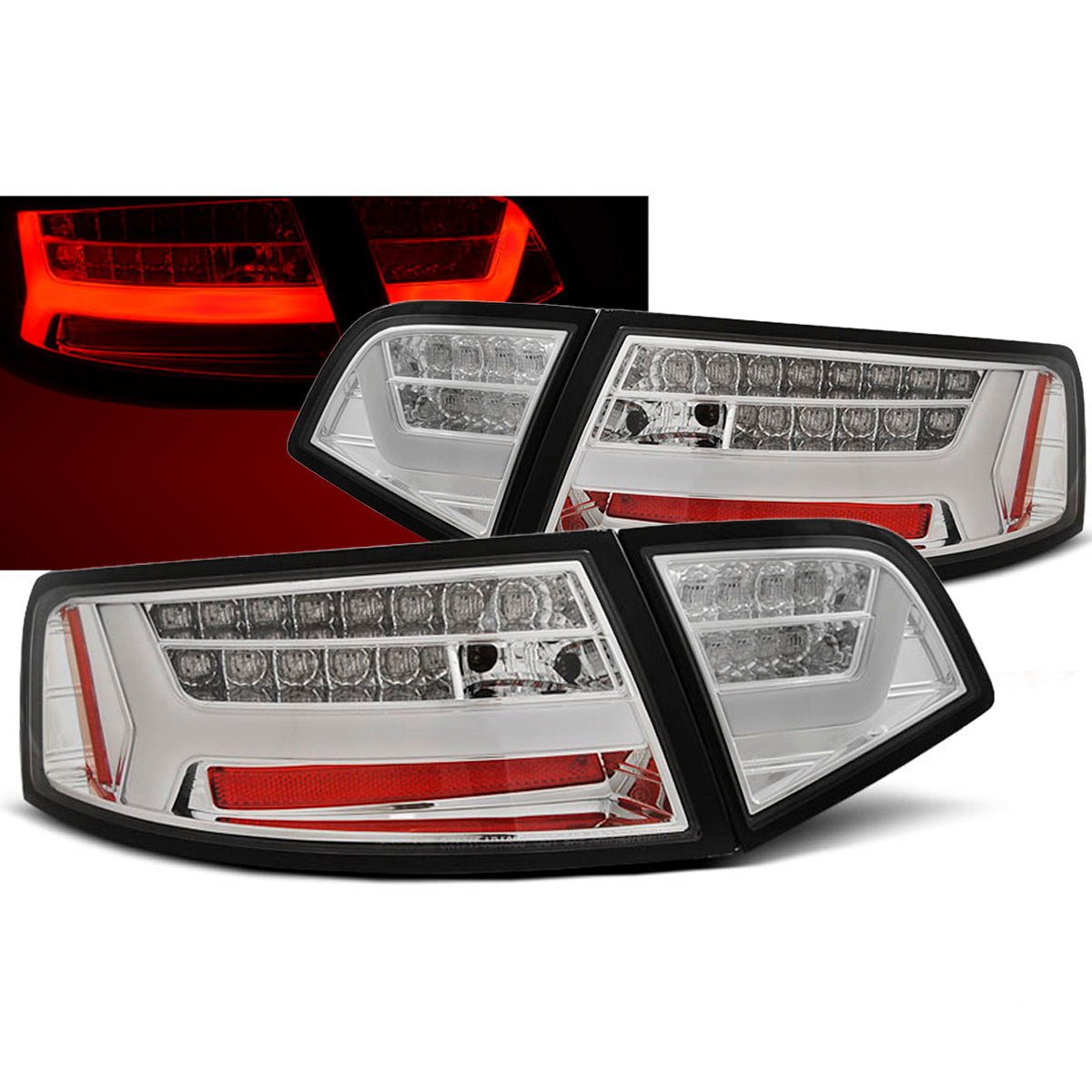 LED BAR Rücklichter Chrom SEQ passend für Audi A6 08-11 Limousine