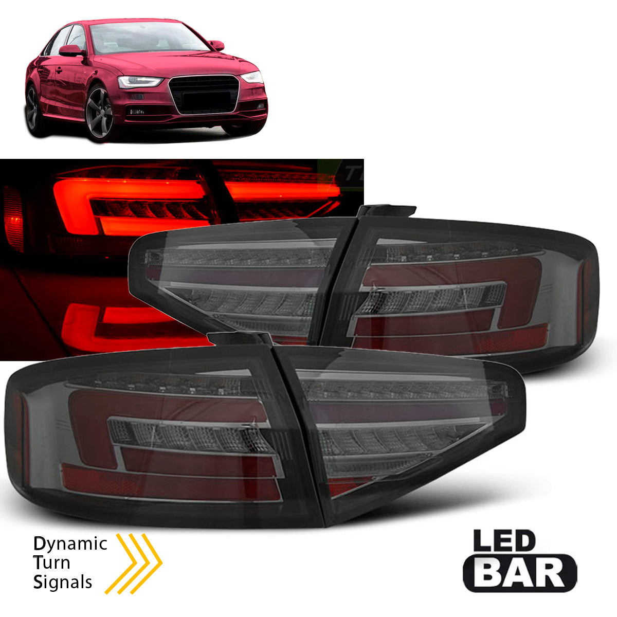 LED BAR Rücklichter Rauch SEQ passend für Audi A4 B8 12-15 Limousine OEM LED