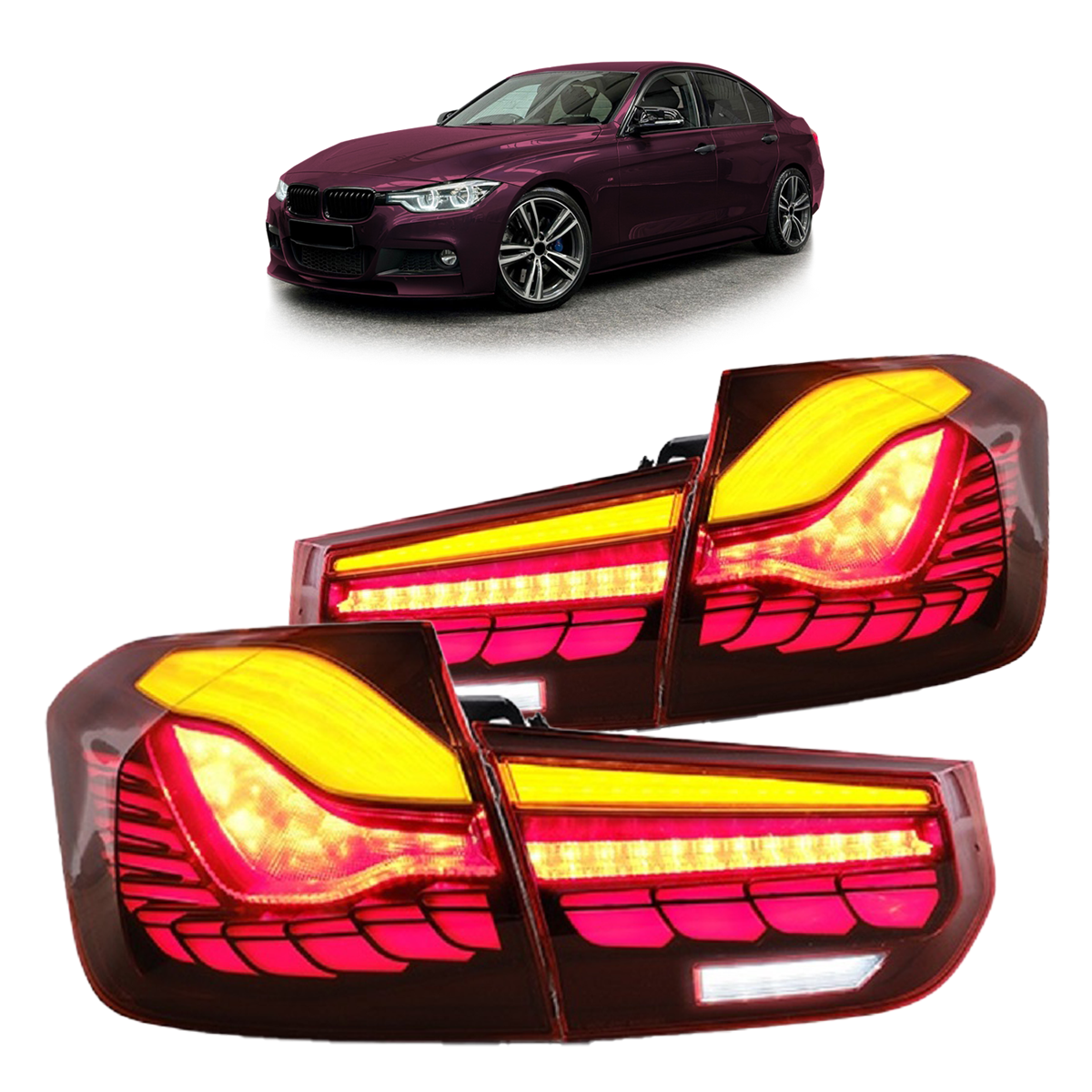 Dynamische LED Rote Rücklichter passend für BMW 3er F30 Limousine 2013-2018