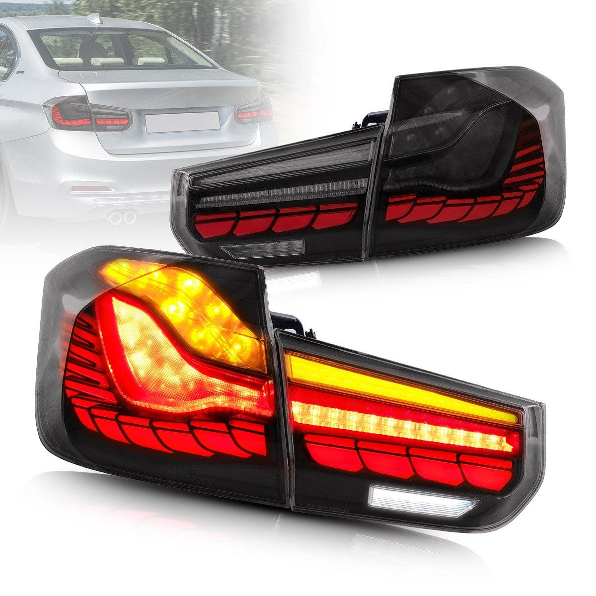 Dynamische LED Rauch Rücklichter passend für BMW 3er F30 Limousine 2013-2018