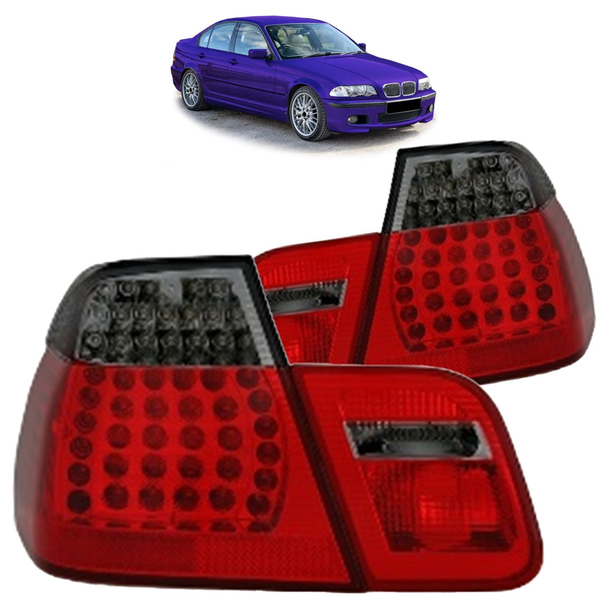LED Rot Rauch Rücklichter passend für BMW 3er E46 Limousine 1998-2001