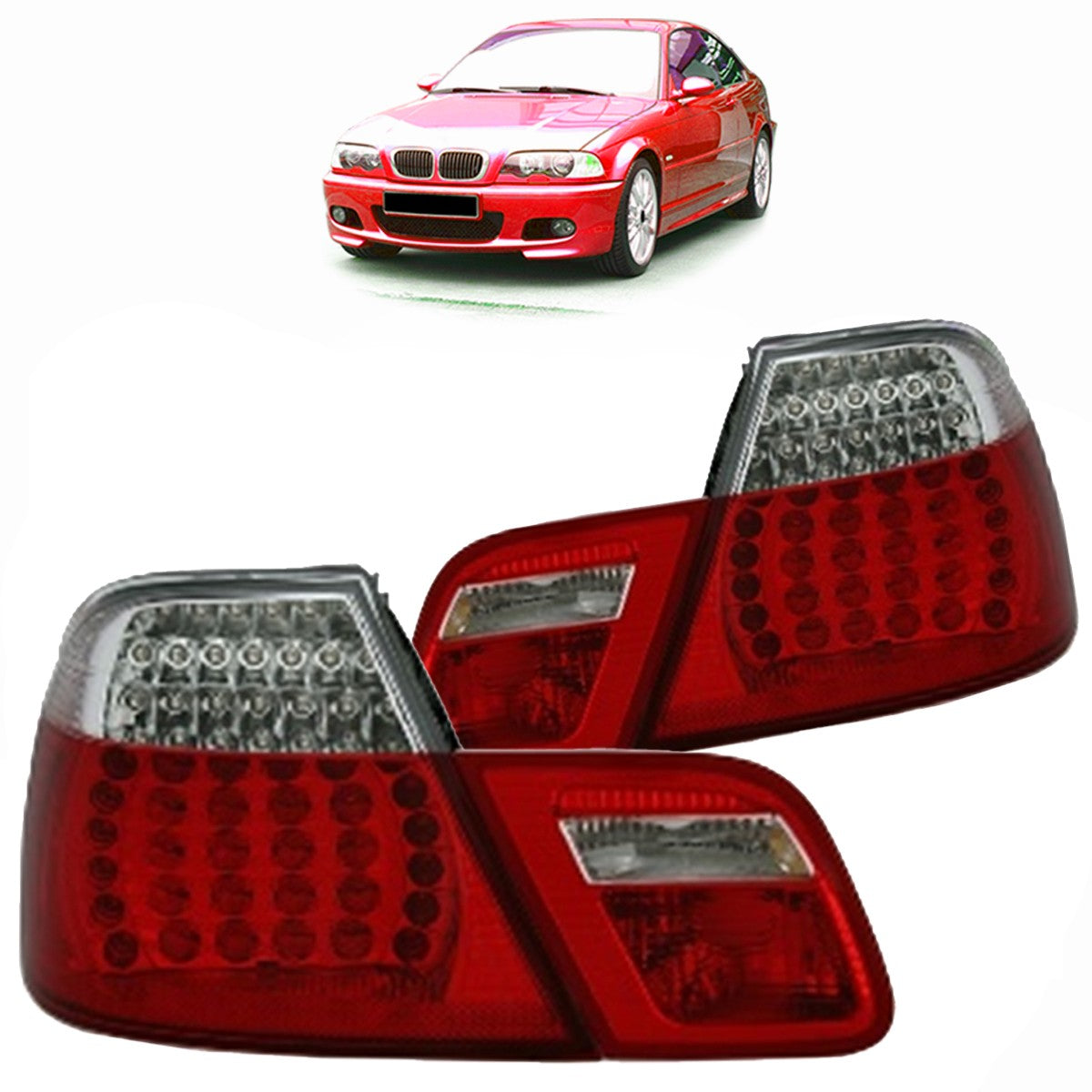 LED Rot Klar Rücklichter passend für BMW 3er E46 Coupé 1999-2003