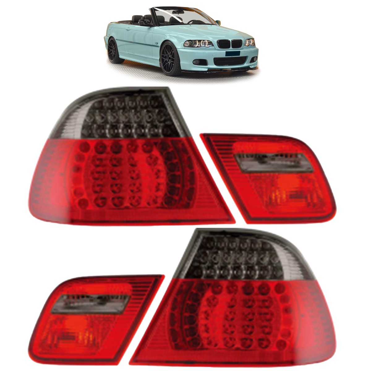 LED Rot Rauch Rücklichter passend für BMW 3er E46 Cabrio 1999-2003