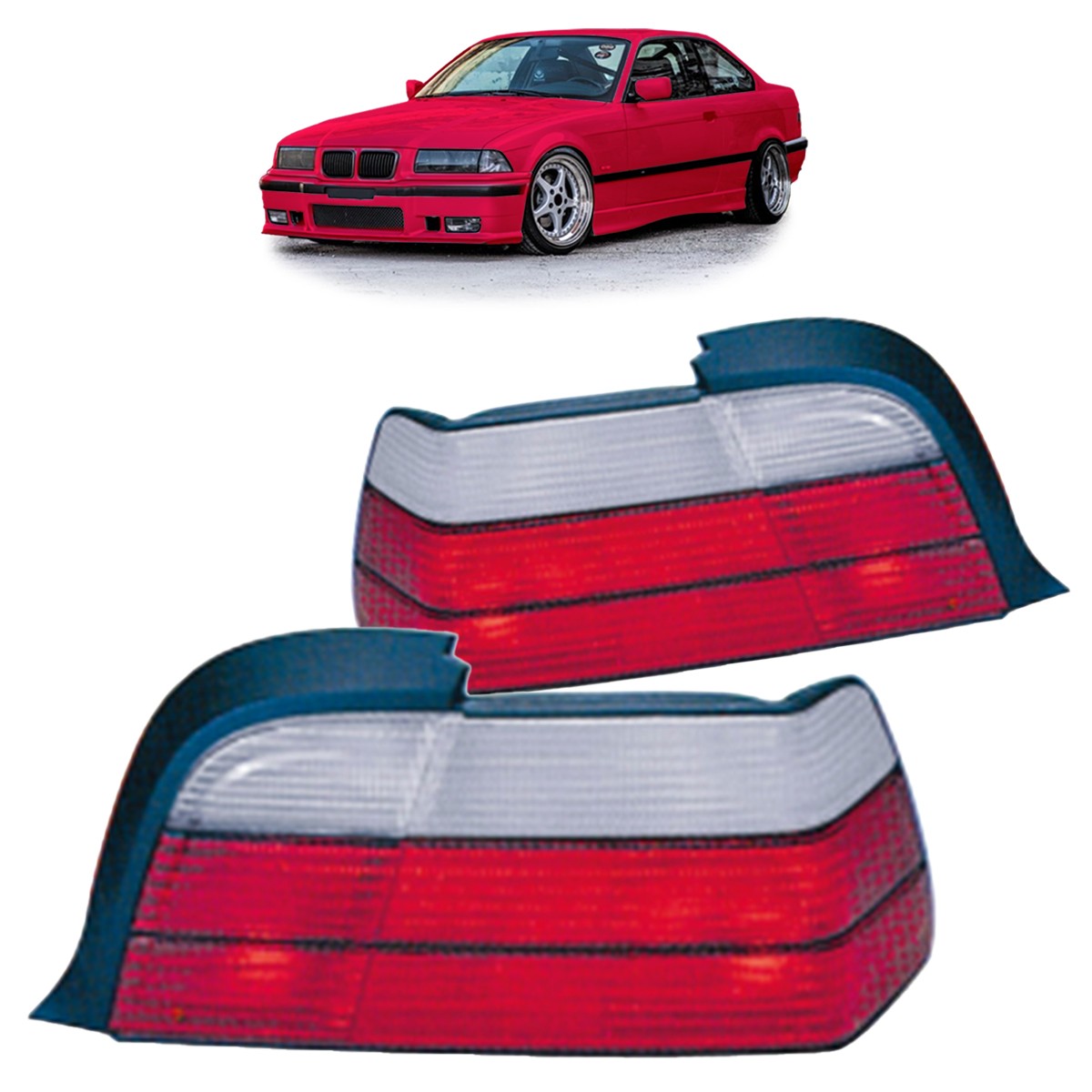 Rote klare Rücklichter passend für BMW 3er E36 Coupé/Convertible 1991-1999