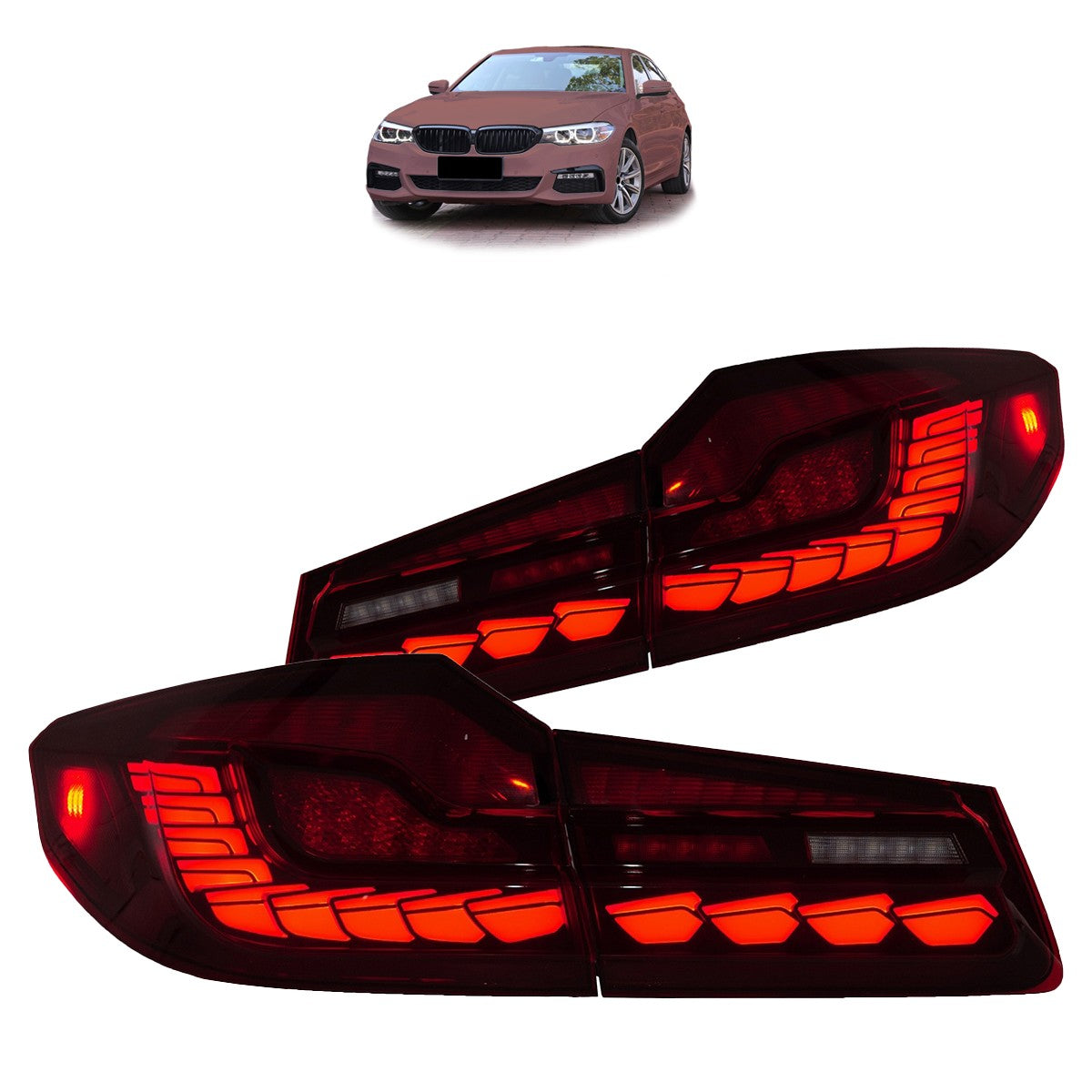 Dynamische LED Rote Rücklichter passend für BMW 5er G30 Limousine 2017-2020