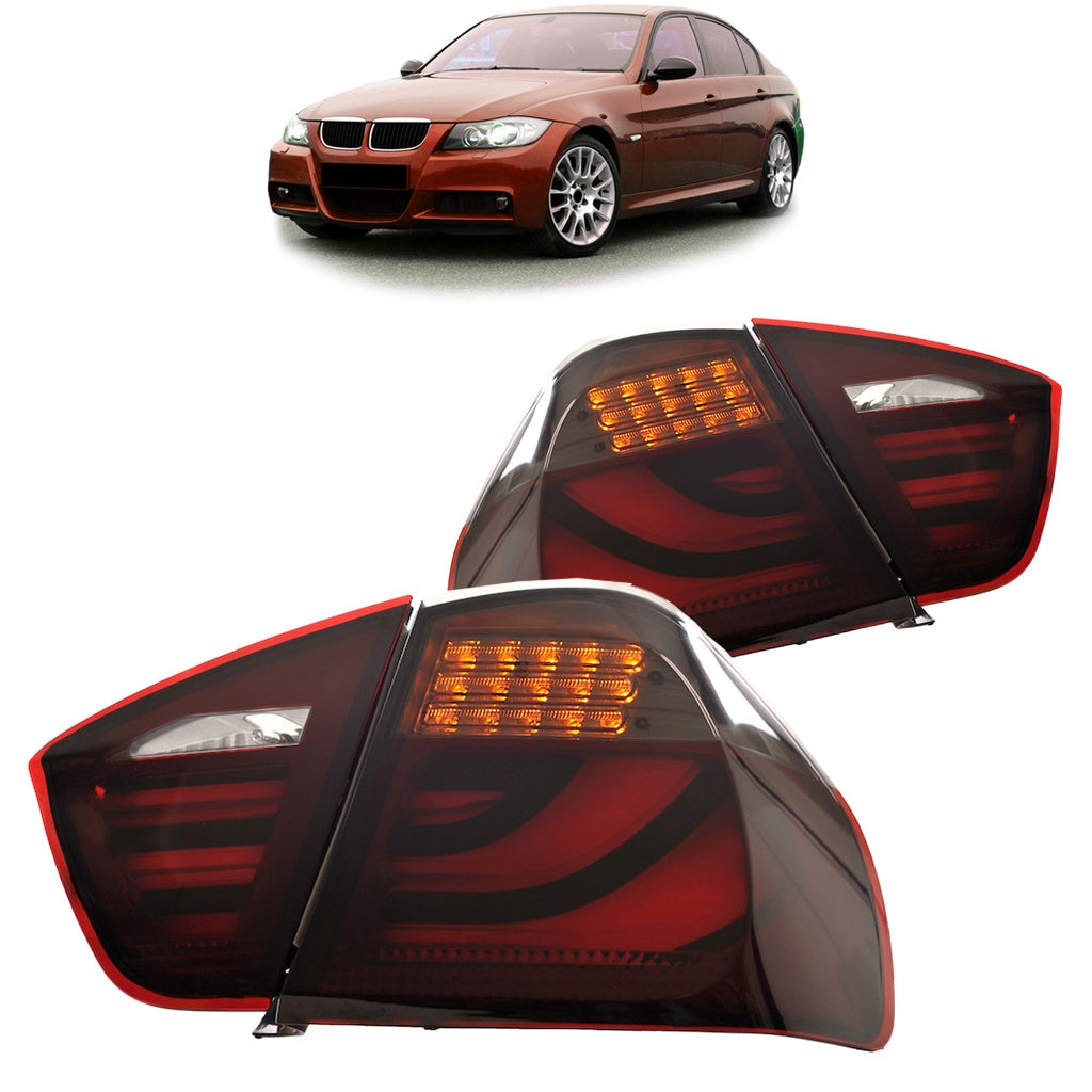 Heckleuchten LED BAR Rot Smoke passend für BMW 3er (E90) Limousine Vor-Facelift 2005-2008