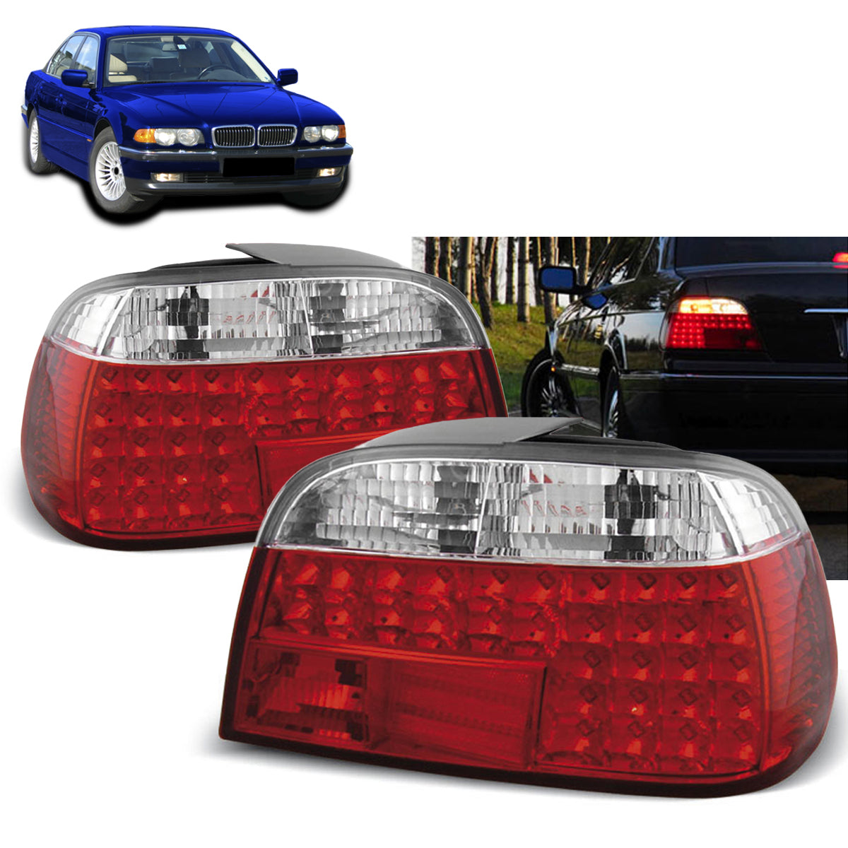 LED Rücklichter Rot Weiß passend für BMW E38 06.94-07.01