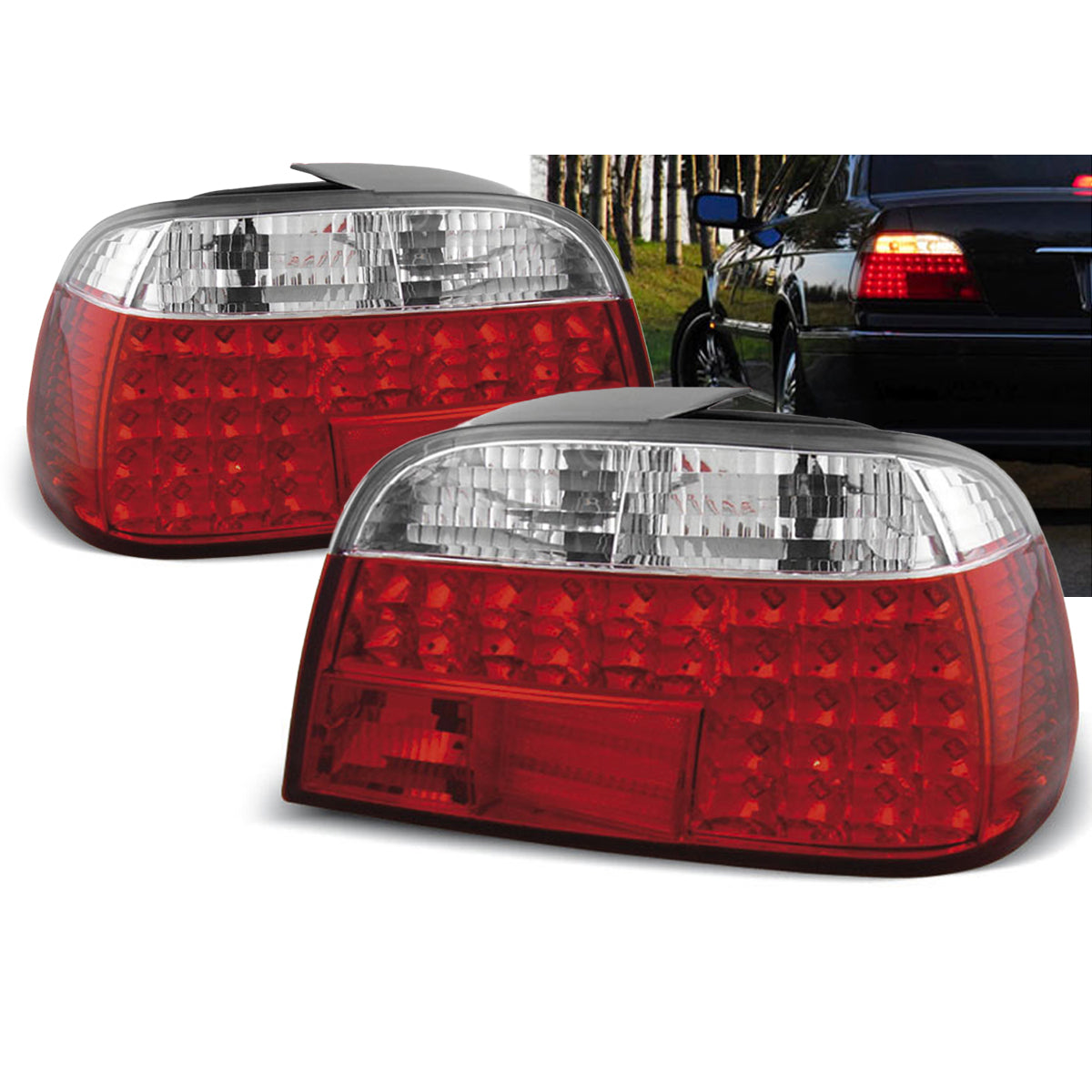 LED Rücklichter Rot Weiß passend für BMW E38 06.94-07.01