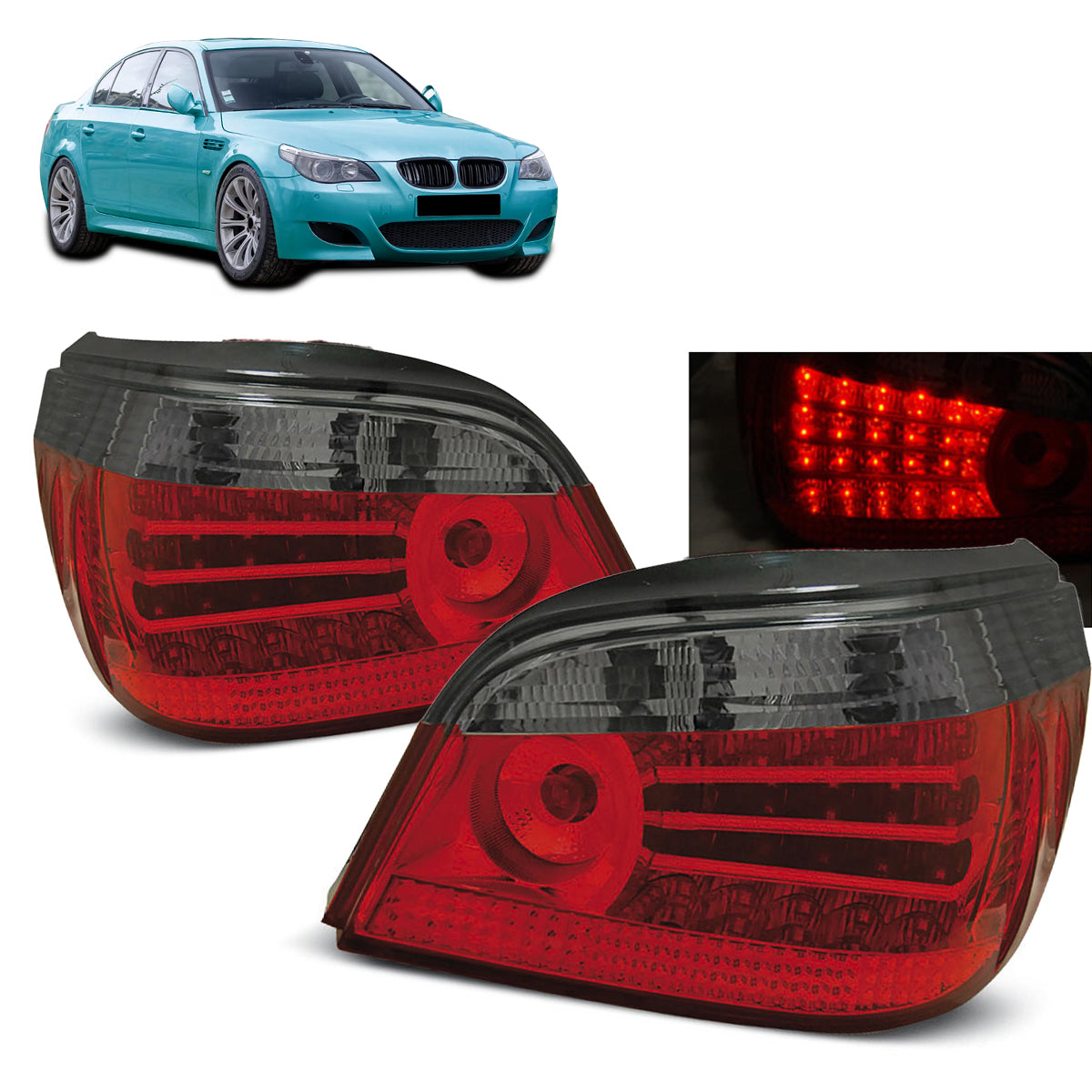 LED Rücklichter Rot Rauch passend für BMW E60 07.03-07