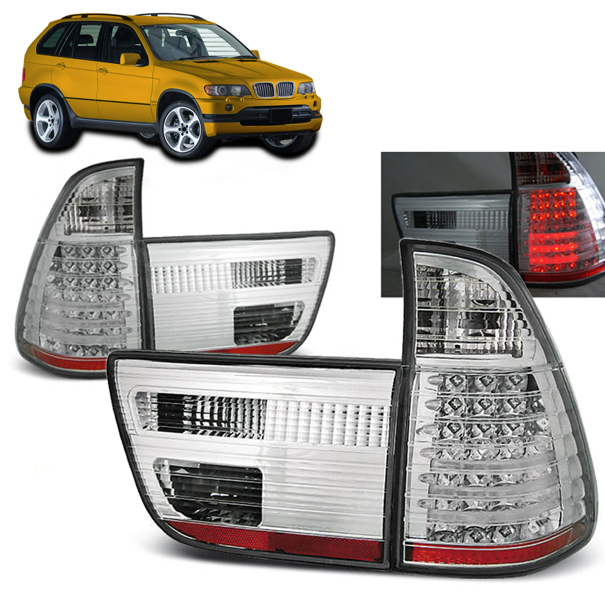 LED Rücklichter Chrom passend für BMW X5 E53 09.99-10.03