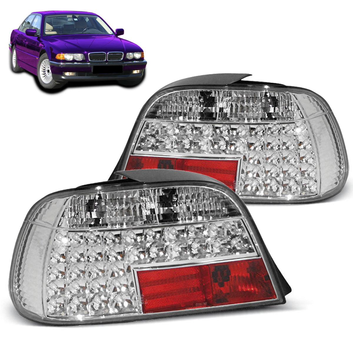 LED Rücklichter Chrom passend für BMW E38 06.94-07.01