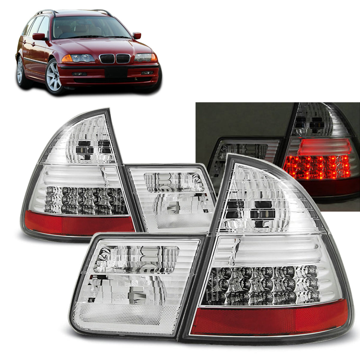 LED Rücklichter Chrom passend für BMW E46 99-05 Touring