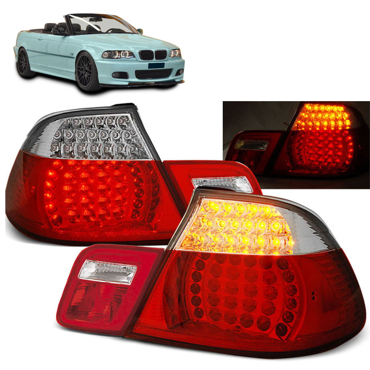 LED Rücklichter Rot Weiß passend für BMW E46 04.99-03.03 Cabrio