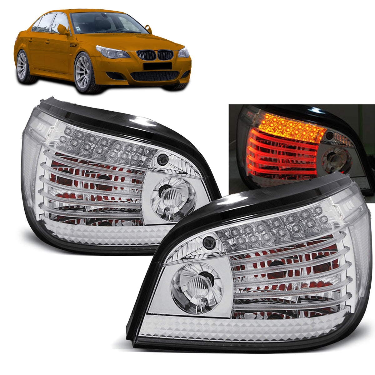 LED Rücklichter Chrom passend für BMW E60 07.03-07