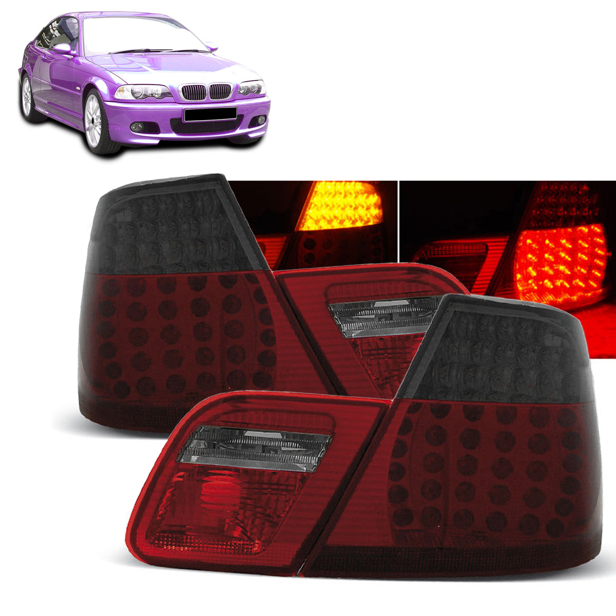 LED Rücklichter Rot Rauch passend für BMW E46 04.99-03.03 Coupé