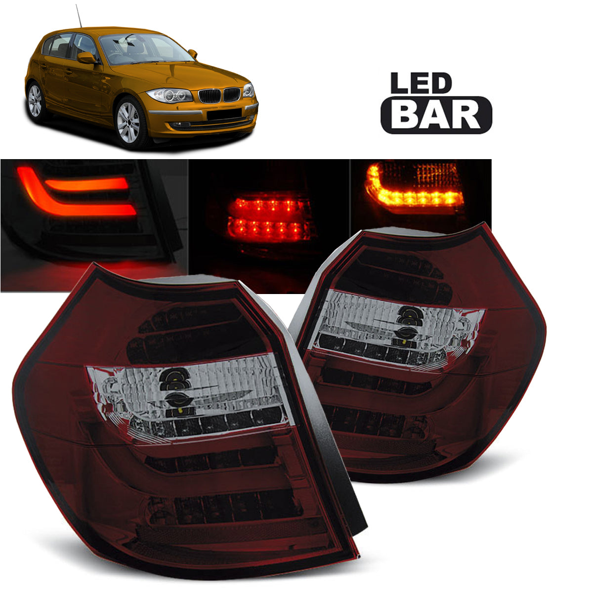 LED Leiste Rücklichter Rot Rauch passend für BMW E87/E81 09.07-11 LCI