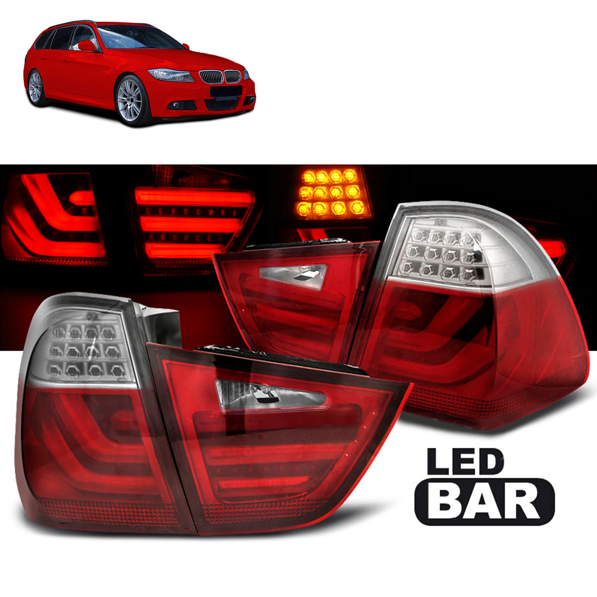 LED Leisten Rücklichter Rot Weiß passend für BMW E91 09-11