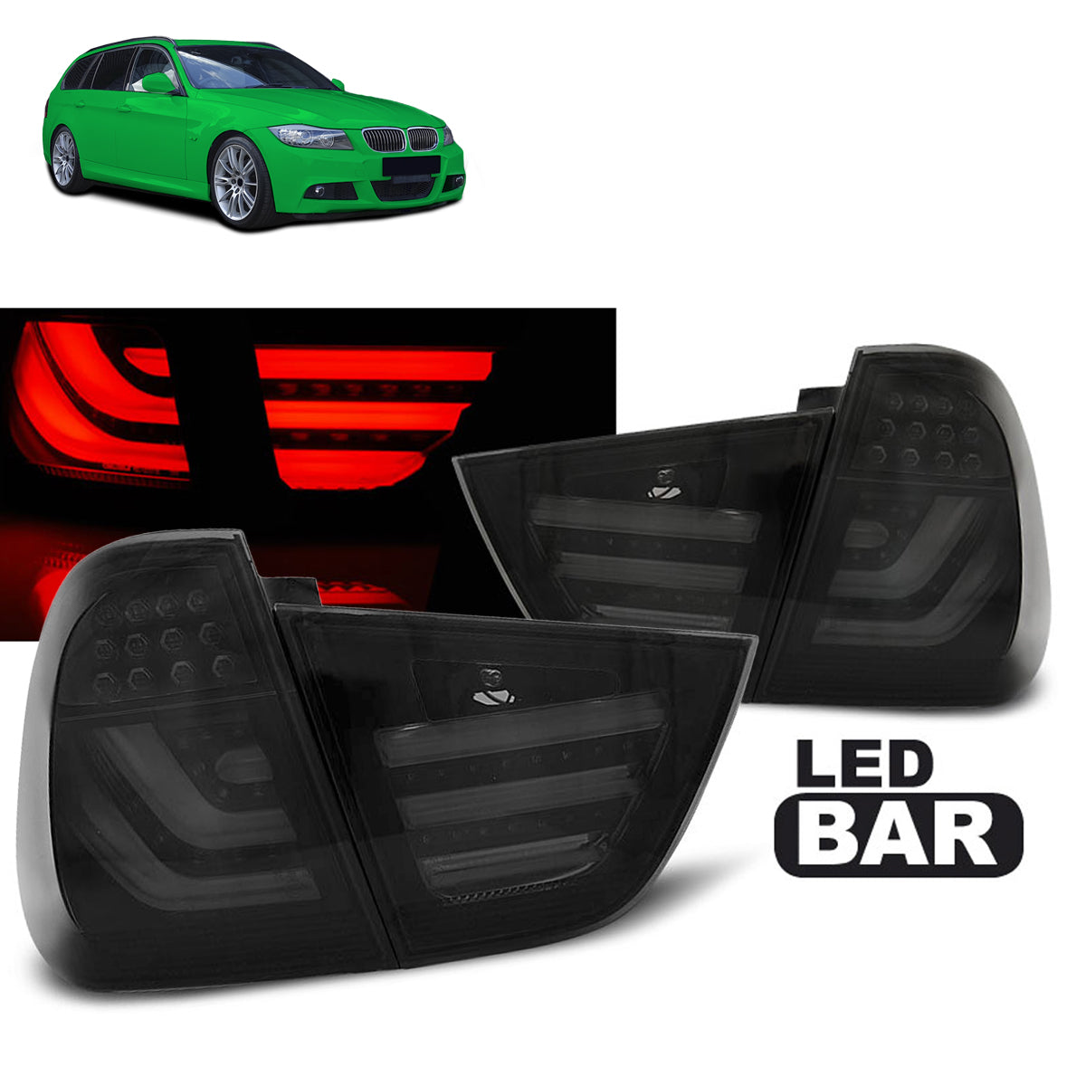 LED Leisten Rücklichter Rauch Schwarz passend für BMW E91 09-11