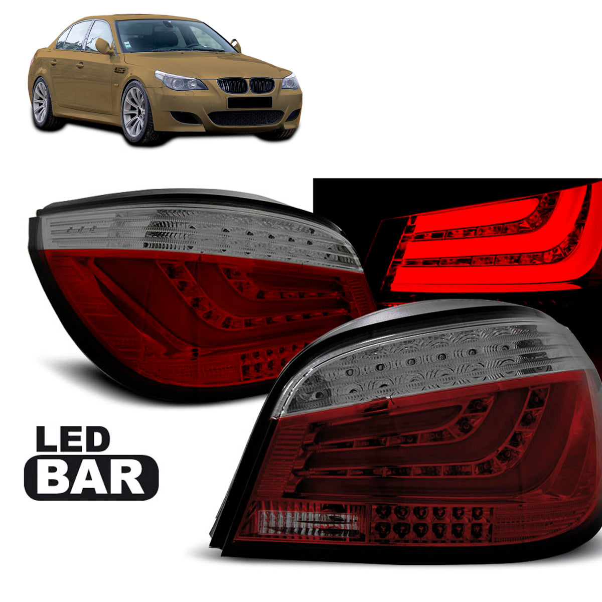 LED Leisten Rücklichter Rot Rauch passend für BMW E60 07.03-02.07