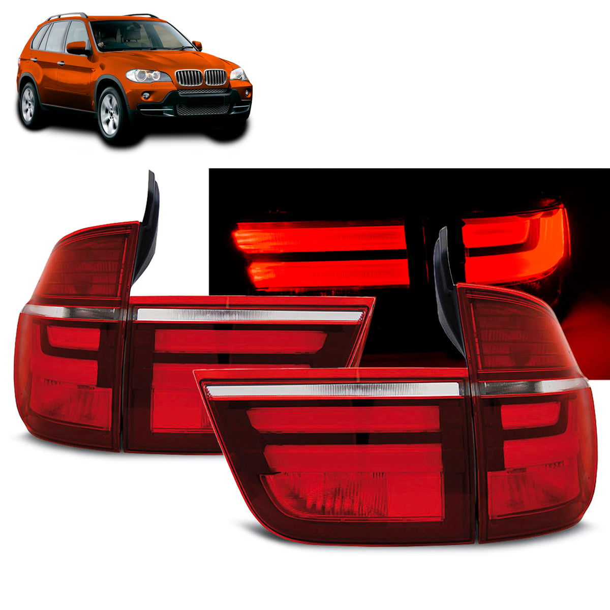 LED Rücklichter Rot Weiß passend für BMW X5 E70 03.07-05.10